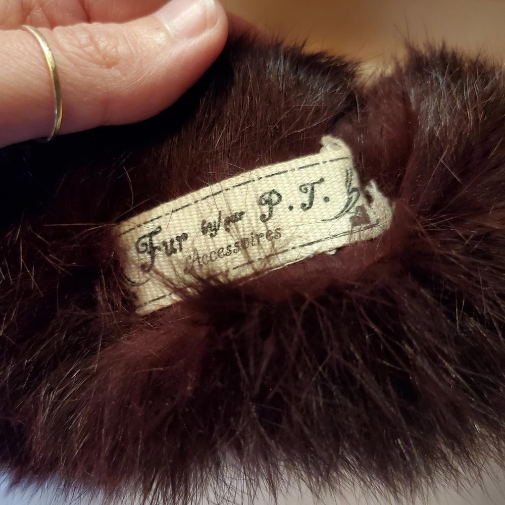 Rabbit Fur Red Burgundy Wrap Neck Wrap Collar Scarf - Picture 8 of 9